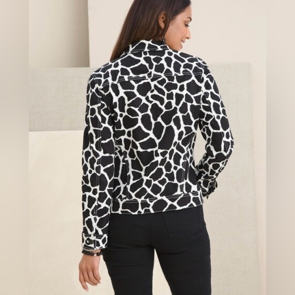 Chicos Animal Print Denim Jacket Size Small - Picture 2 of 7